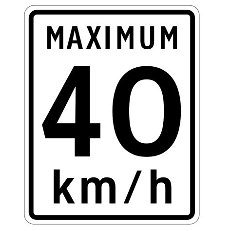 Traffic Sign Speed Limit Maximum 40 Km White Hip