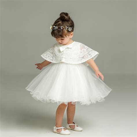 Newborn White Dress For Baptism Sleeveless Baby Girl Lace Christening