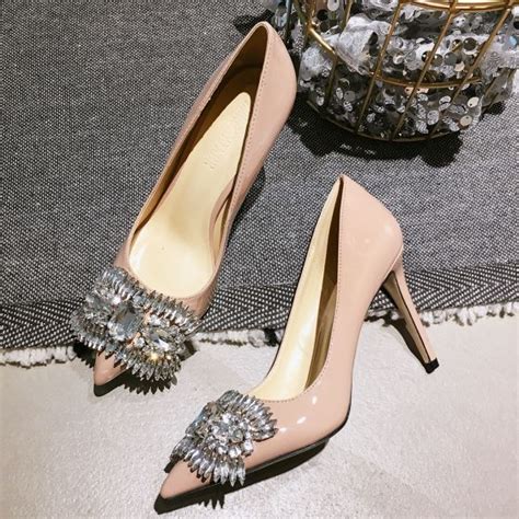 Mooie Prachtige Nude Avond Pumps 2019 Kristal Rhinestone 8 Cm