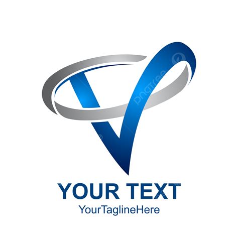 Initial Letter V Logo Template Colored Blue Swoosh Design Template