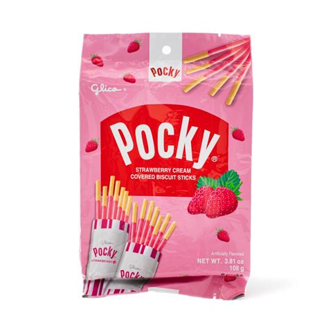 Glico Pocky Strawberry Cream Covered Biscuit Sticks 9pk Weee