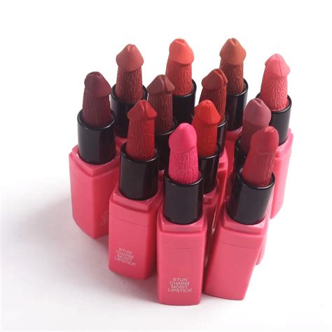 12 Colors Penis Shape Mushroom Long Lasting Moisture Cosmetic Lipstick Lips Makeup Lipstick In