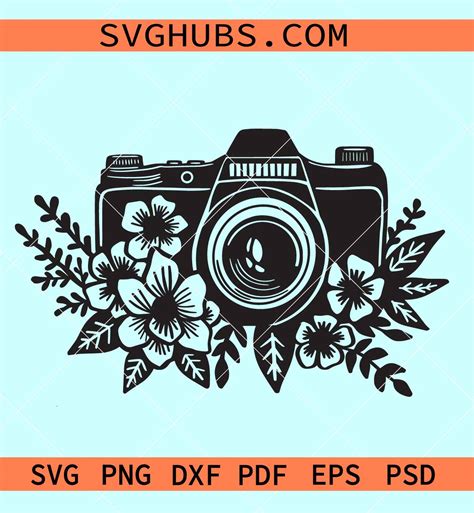 Floral Camera Svg File Photographer Svg Camera With Flowers Svg
