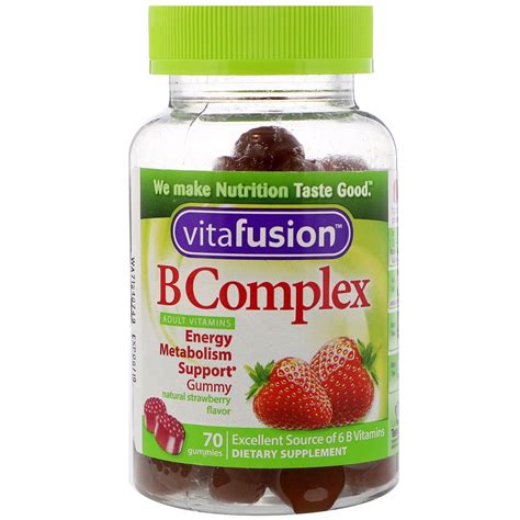 It includes thiamine, riboflavin, niacin, pantothenic acid, & biotin. VitaFusion, B Complex Adult Vitamins, Natural Strawberry ...