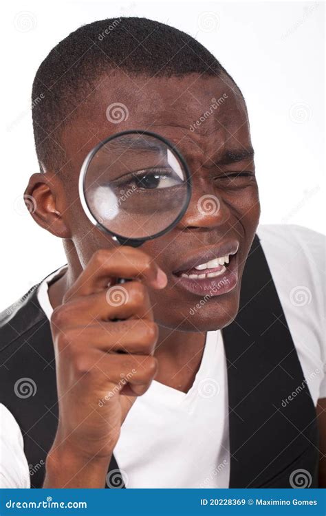 Man Holding A Magnifying Glass Stock Image Image Of Look Eyes 20228369