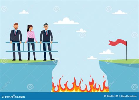 Overcoming Obstacles Together. Collective Decision Stock Vector