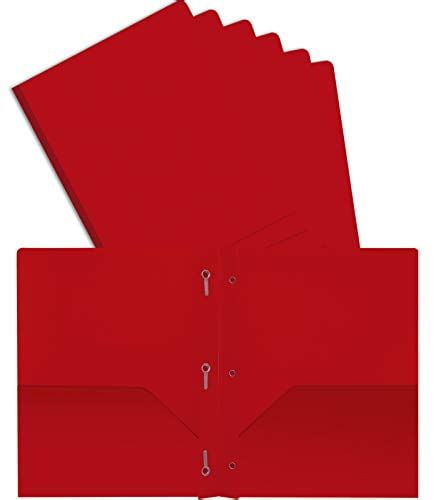 Better Office Products Red Plastic 2 Pocket Folders With Prongs