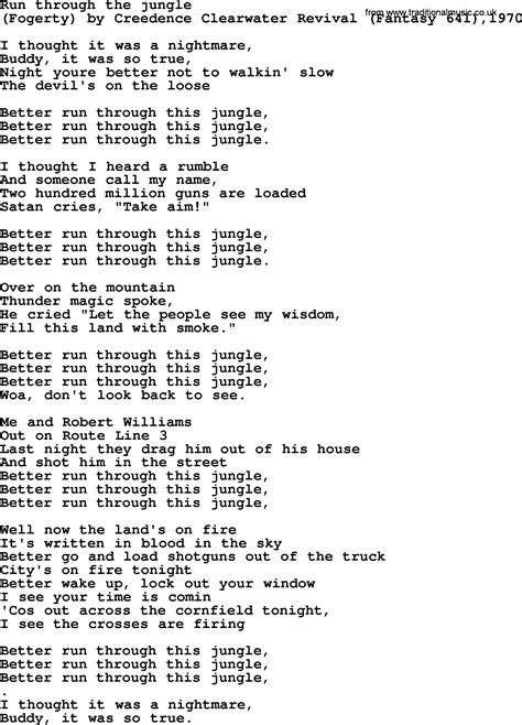 Bruce Springsteen Song Run Through The Jungle Lyrics