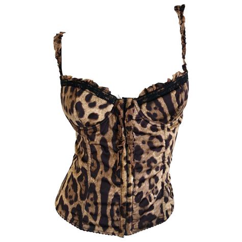 Dolce And Gabbana Vintage Lace Trimmed Leopard Print Corset Top At 1stdibs