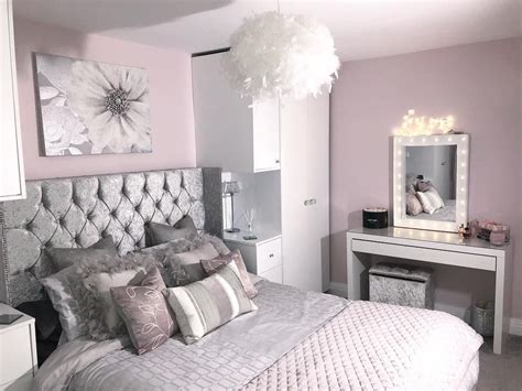 Silver Gray And Light Pink Bedroom Color Scheme Guest Bedroom In