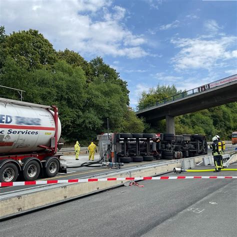 gefahrgut einsatz auf der a45 nach 12 stunden beendet freiwillige feuerwehr herborn