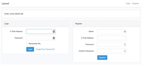 Laravel Login And Register Forms On The Same Page