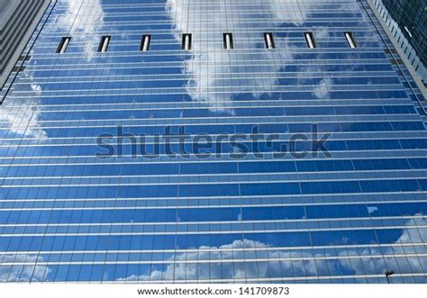 Skyscraper Blue Glass Wall Modern Architecture Stock Photo 141709873