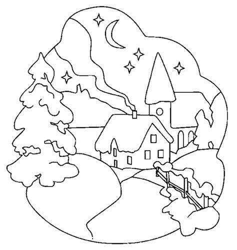Printable Winter Landscape Coloring Pages Click To Print Or Download
