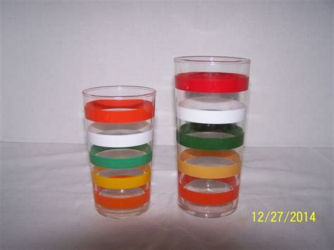 Vintage 1960s Drinking Glasses Horizontal Stripes Varying Etsy Drinking Glasses Vintage
