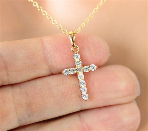 Best Seller Gold Cross Necklace Women Christian Jewelry Etsy Cross