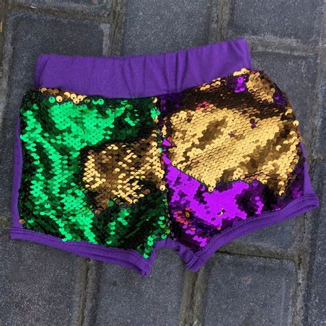 Mardi Gras Reversible Baby Girl Sequin Short Birthday Outfit Sequin