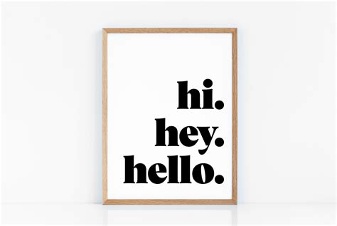 Hi Hey Hello Typography Printable Wall Art Prints Etsy