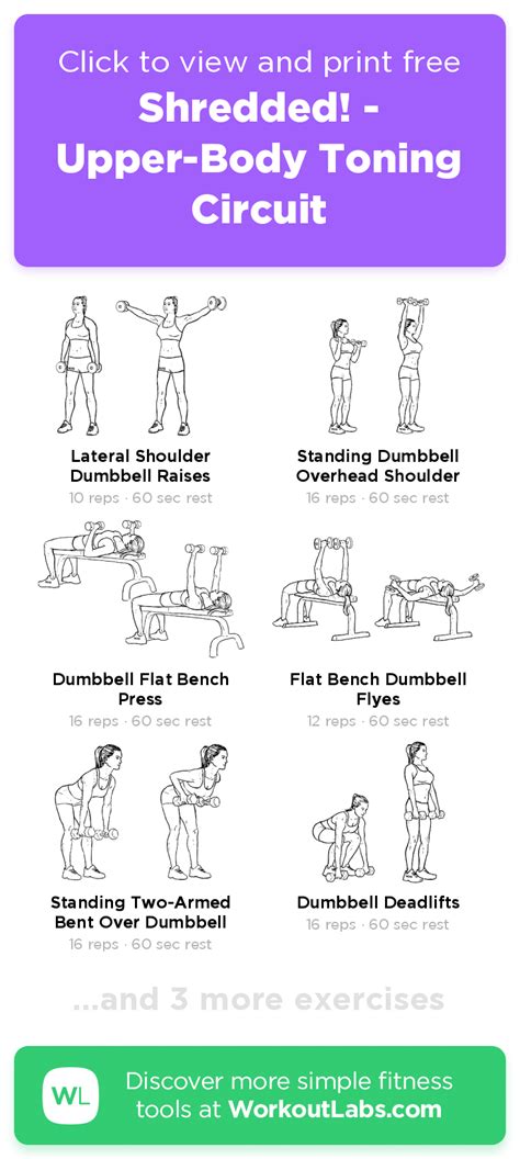 shredded upper body toning circuit click to view and print this illustrated exercise plan
