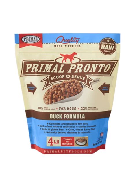 Buy primal dog food & treats at naturalpetwarehouse.com. Primal Pronto Frozen Dog Food Duck 4 lbs - The Pet Beastro