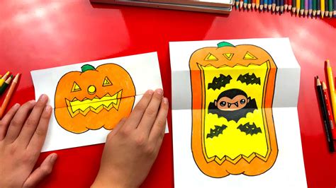 How To Draw A Big Mouth Pumpkin Folding Surprise Art For Kids Hub Art For Kids Hub
