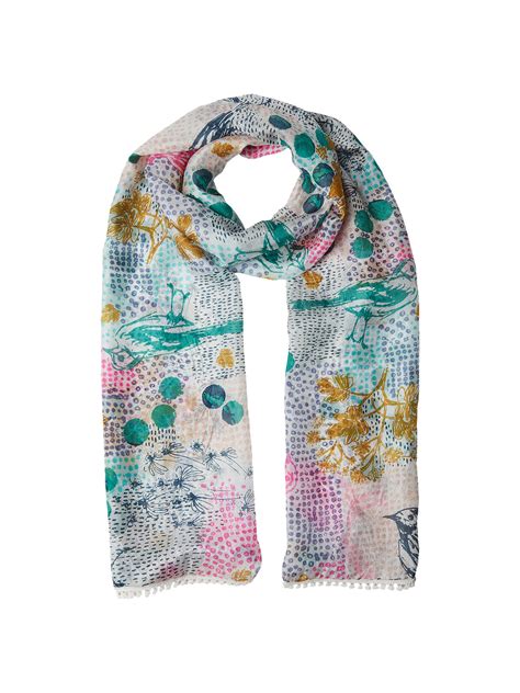 White Stuff Floral Silk Scarf Grey At John Lewis And Partners