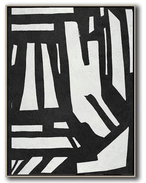 Abstract Painting Modern Artblack And White Minimal Painting On Canvas