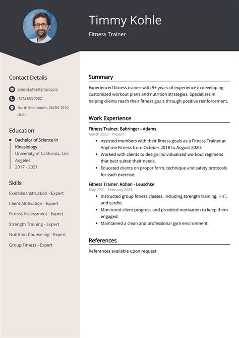 Fitness Trainer Resume Example Free Guide