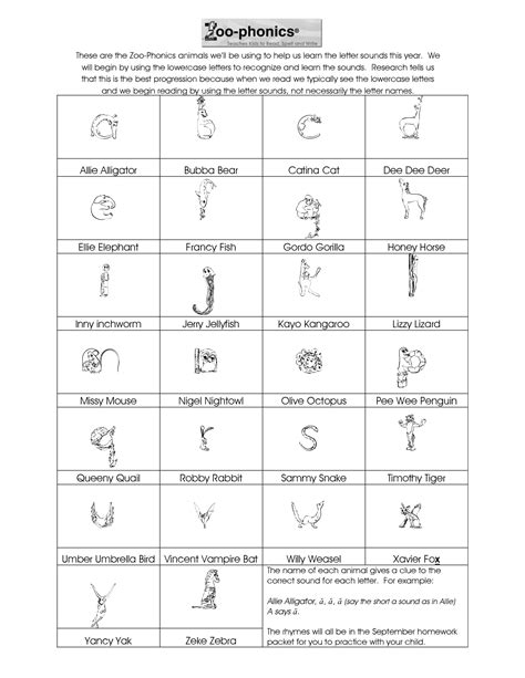 zoo phonics alphabet sheet newcomer curriculum zoo