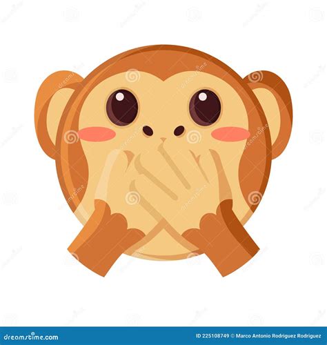 Emoji Of A Little Monkey Covered Mouth Stock Vector Illustration Of