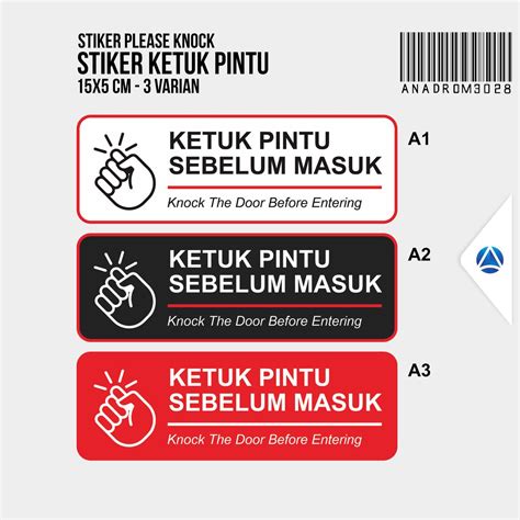 Jual Stiker Ketuk Pintu Sebelum Masuk Please Knock Sign Stiker X Cm Anadrom