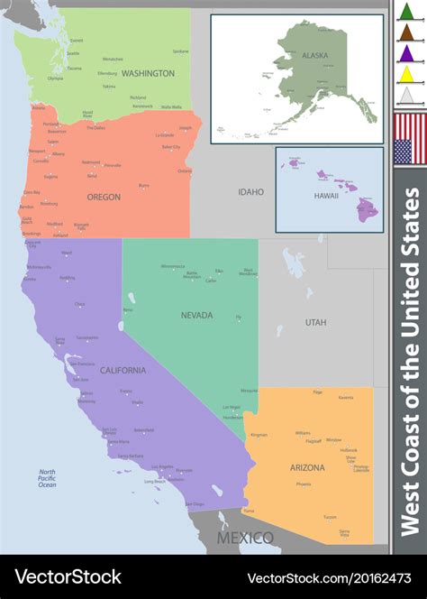 West Coast Of The United States Royalty Free Vector Image
