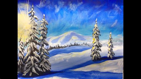 Winter Landscape Step By Step Acrylic Painting On Canvas For Beginners