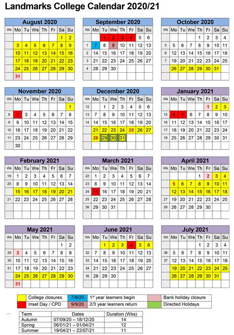 College-Calendar-2020-21 - Landmarks Specialist College