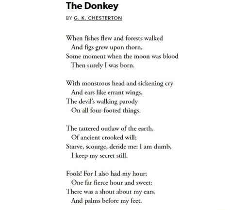 Gk Chestertons Palm Sunday Poem The Donkey The Donkey By G K