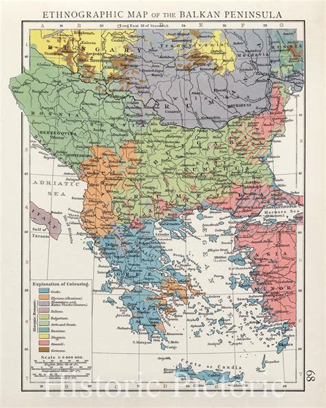 Historic Map Ethnographic Map Of The Balkan Peninsula 1900 Vintag