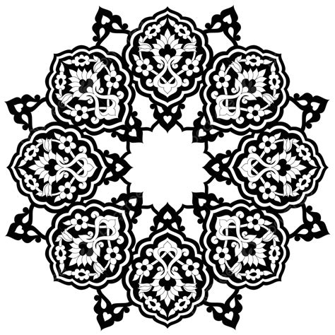Black Artistic Ottoman Pattern Series Seventy Nine Illustration Vector