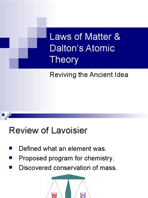 Laws Of Matter And Daltons Atomic Theory Pdf Chemical Substances