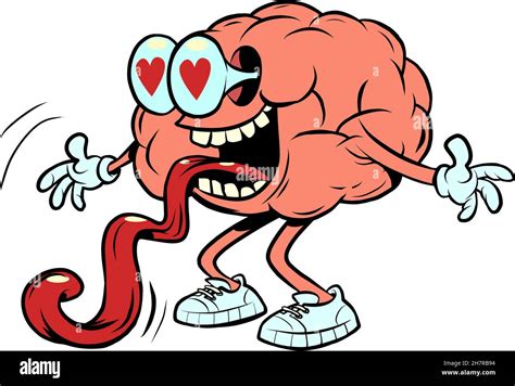 A Lover With Hearts In His Eyes Human Brain Character Smart Wise Stock