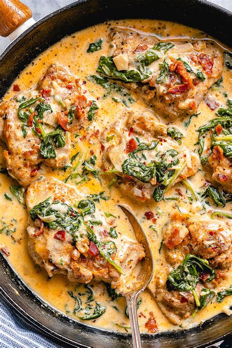 Garlic Butter Chicken Recipe With Creamy Spinach And Bacon