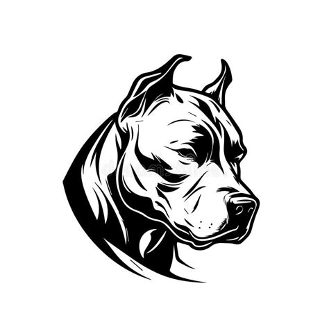 Pitbull Head Dog Simple Vector Black Image On White Background