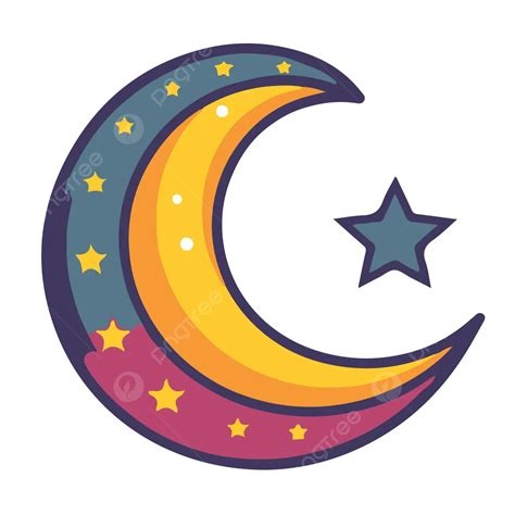 Cute Crescent Moon And Star Icon Vector Crescent Moon Ramadan Cute
