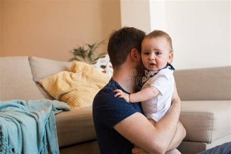 Father Comforting Crying Baby Stock Image Image Of Daughter Daddy