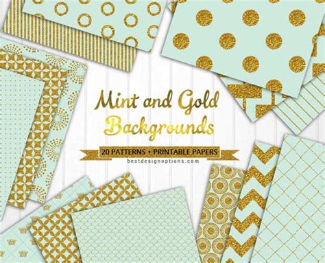Mint Green Background Patterns With Gold Accents