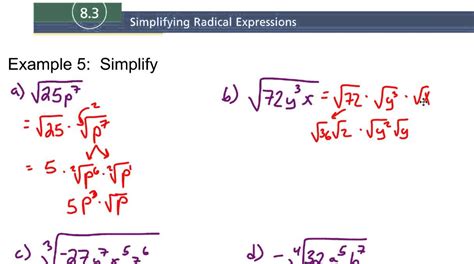 83 Example 5 Simplifying Radicals Involving Variables Youtube