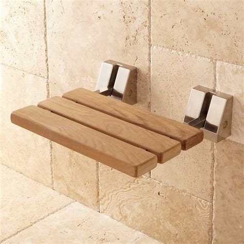 Wall Mount Teak Folding Shower Seat Bathroom Shower Seat Teak
