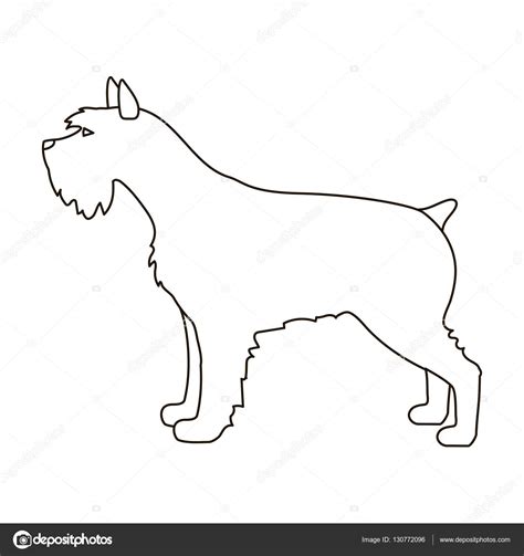 Schnauzer Icon In Outline Style Isolated On White Background Dog