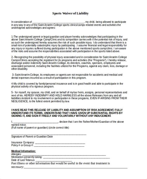 FREE 10+ Sample Waiver of Liability Forms in PDF | MS Word