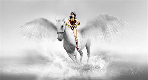 Wonder Woman Rides On Her Noble Beautiful Pegasus Steed Wonder Woman
