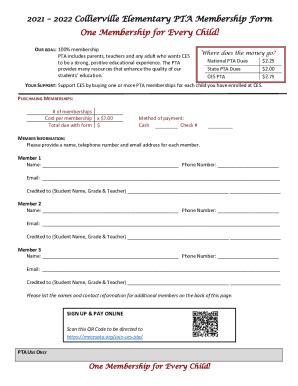 Fillable Online Pta Membership Form Doc Fax Email Print Pdffiller